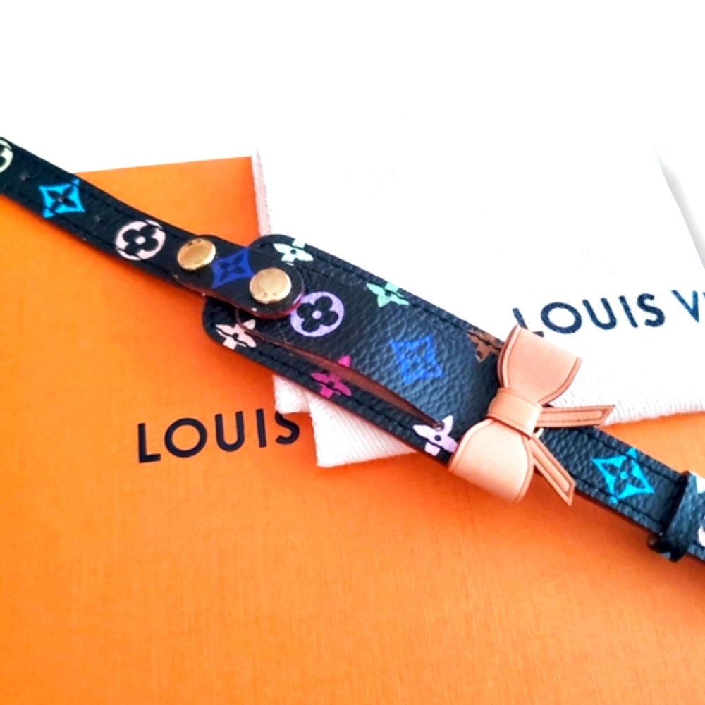 NWOT Vintage Louis Vuitton X Takashi Murakami RARE Black Multicolor ID Bracelet